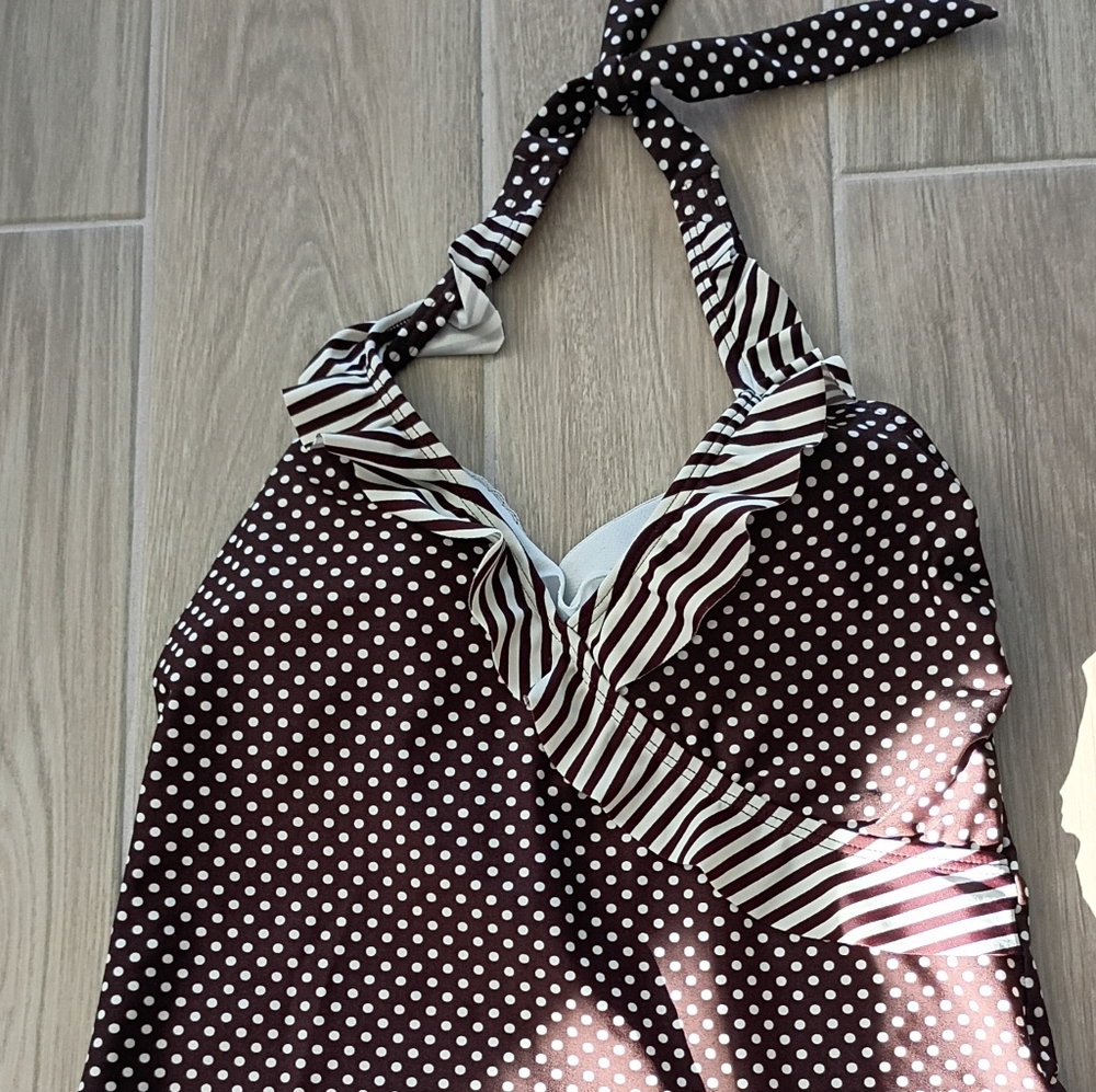 Brown Polka Dot Swimsuit Tankini